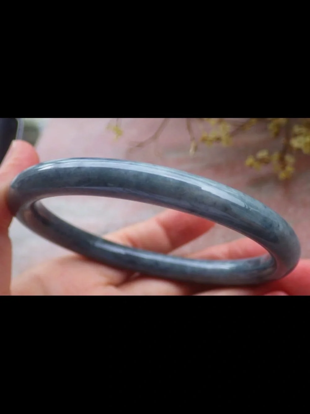 Elegant black dark gray bangle Certificate Jadeite bracelet 68mm 8.25inches